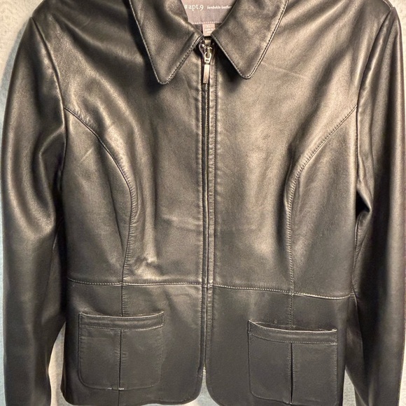 Apt. 9 Jackets & Blazers - Apt 9 Lambskin Leather Jacket Womens XL Black Soft Zip Front Classic